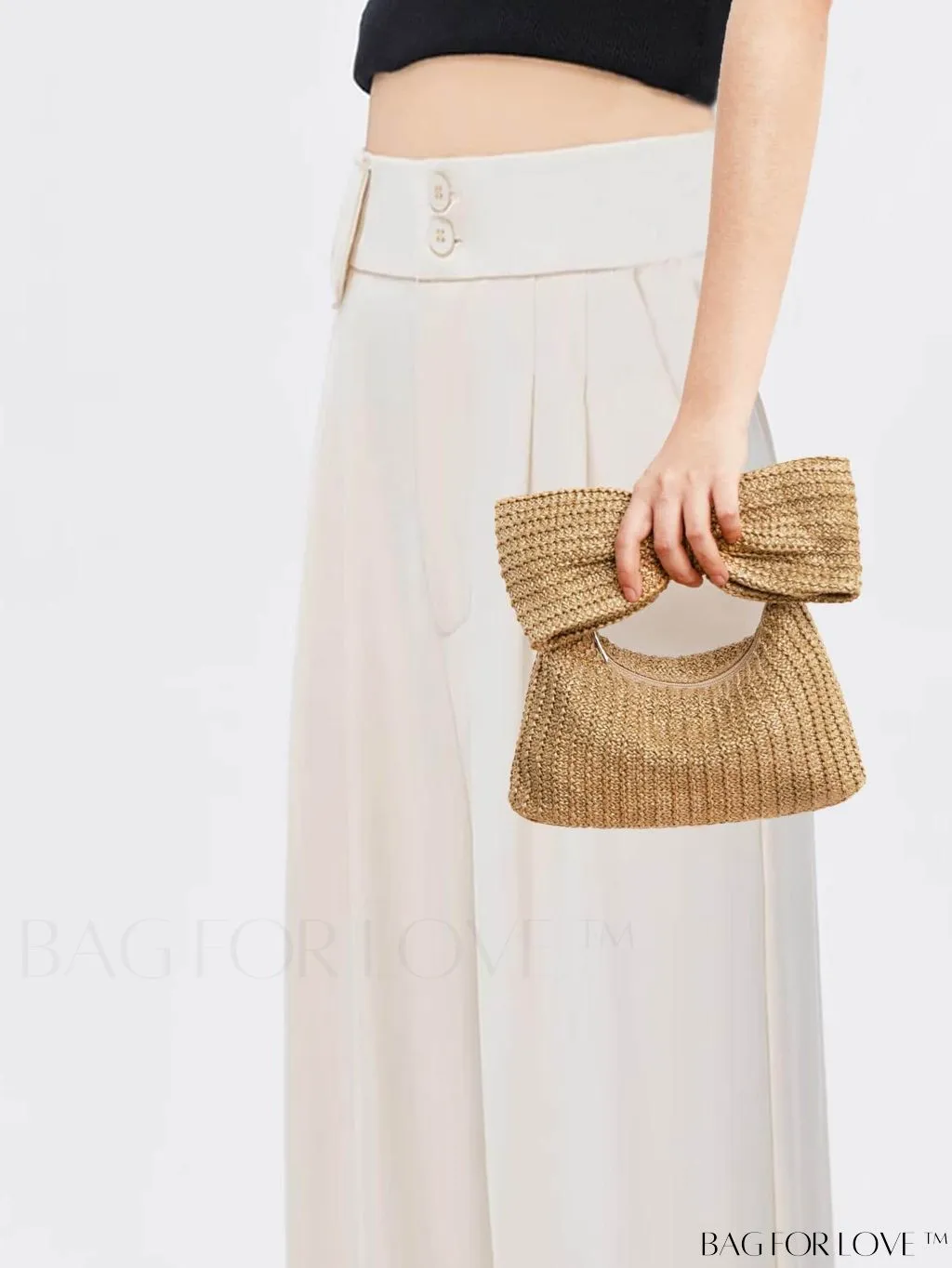 BagForLove - Small Flap Straw Bag - Stylish Bow Decor Ideal for Vacation