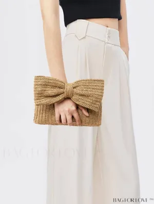 BagForLove - Small Flap Straw Bag - Stylish Bow Decor Ideal for Vacation