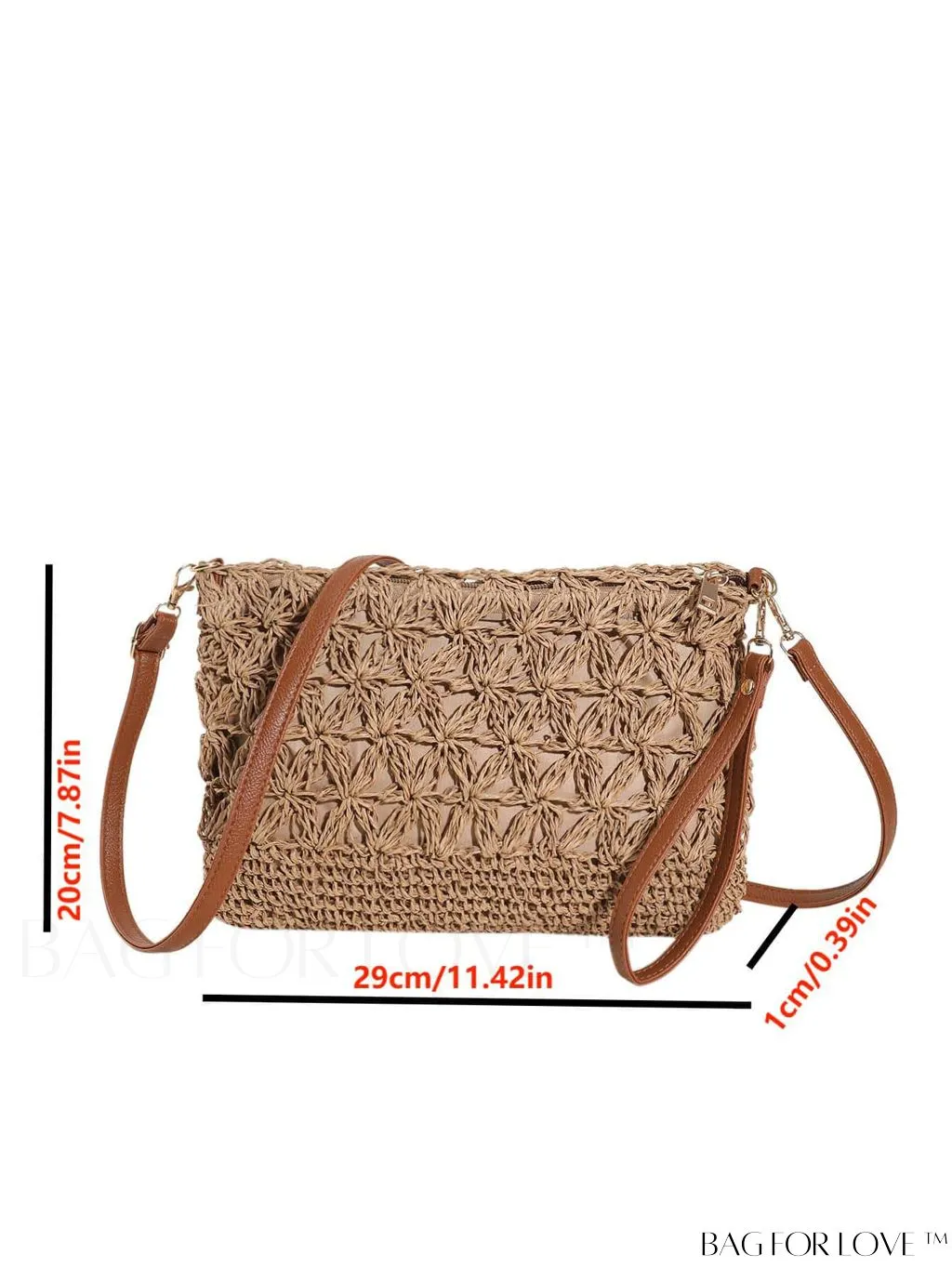 BagForLove - Stylish Medium-Sized Straw Woven Bag with Zipper - Perfect for Vacation