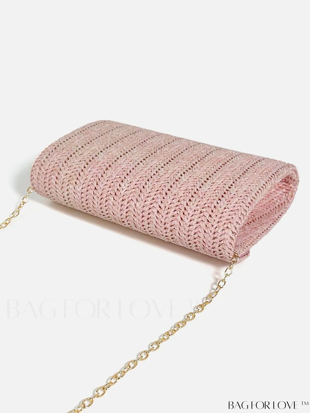 BagForLove - Stylish Pink Woven Straw Crossbody Bag - Perfect for Summer Beach, Envelope Design