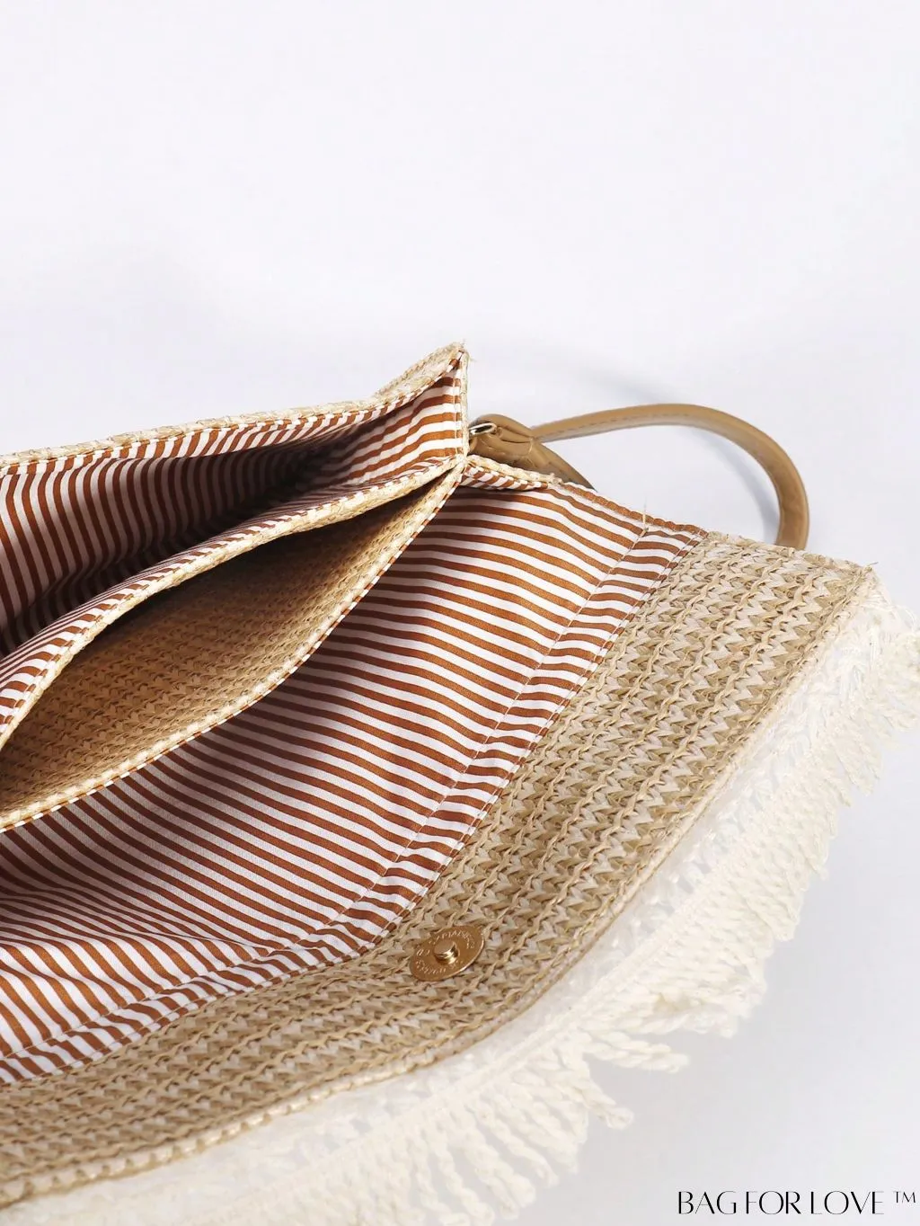 BagForLove - Stylish Stitched Straw Bag with Sequin and Fringe Decor