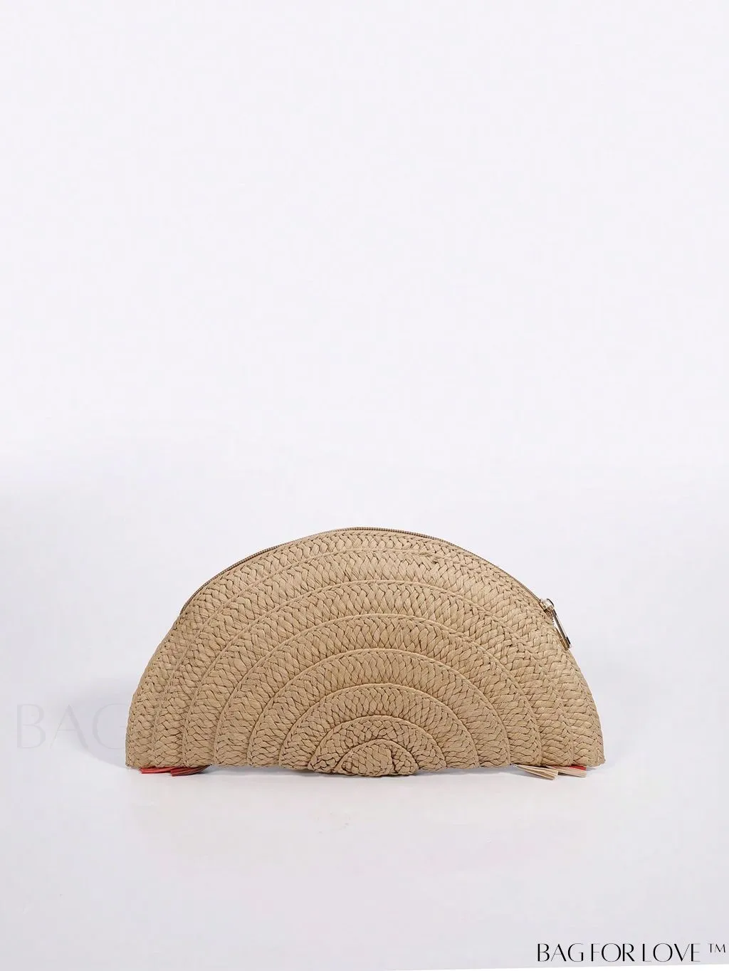 BagForLove - Summer Beach Vacation Straw Bag with Fringe Trim, Chic Semicircle Design