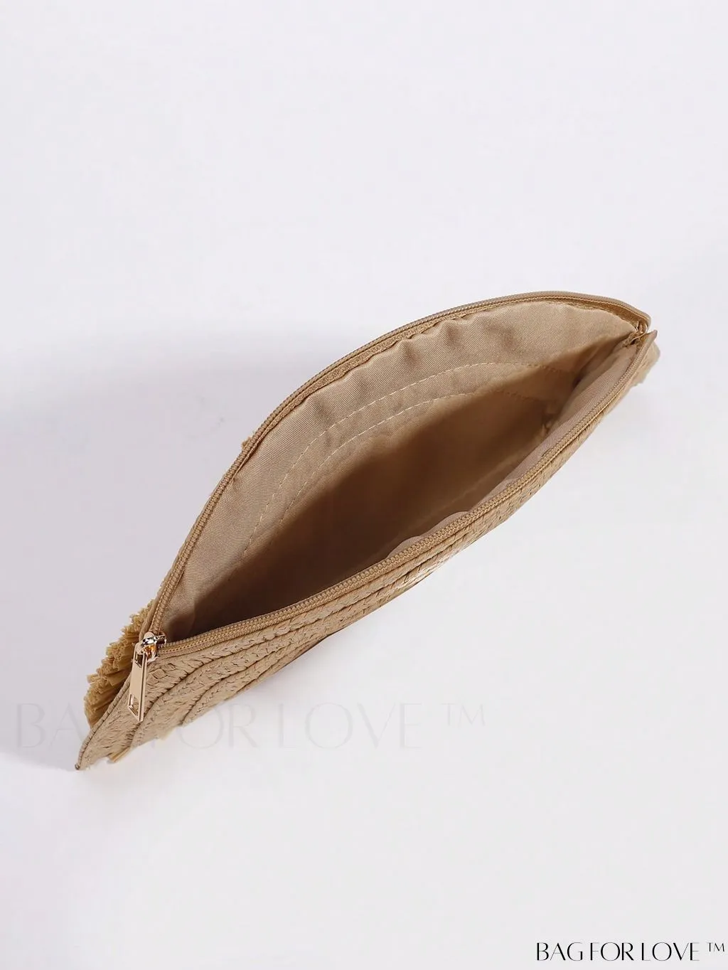 BagForLove - Summer Beach Vacation Straw Bag with Fringe Trim, Chic Semicircle Design