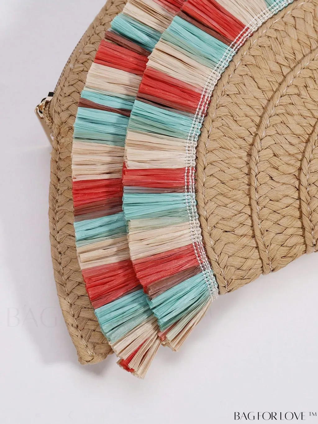 BagForLove - Summer Beach Vacation Straw Bag with Fringe Trim, Chic Semicircle Design
