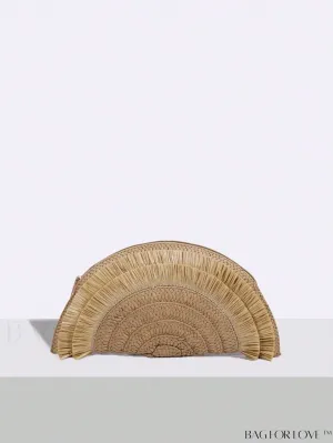 BagForLove - Summer Beach Vacation Straw Bag with Fringe Trim, Chic Semicircle Design