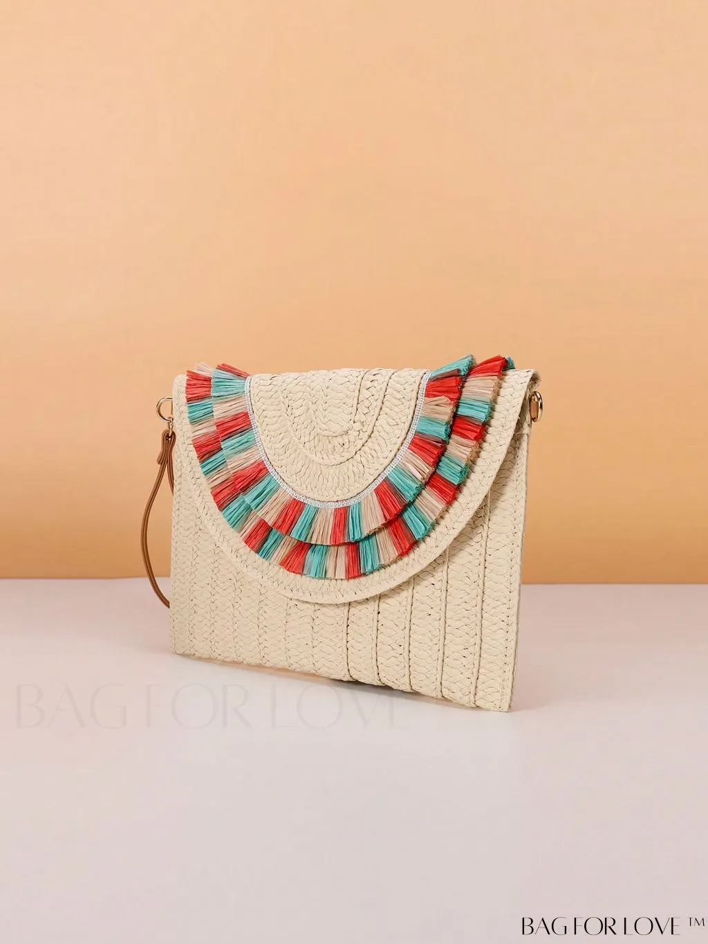 BagForLove - Summer Vacation Essential: Stylish Color Block Straw Bag with Fringe Trim