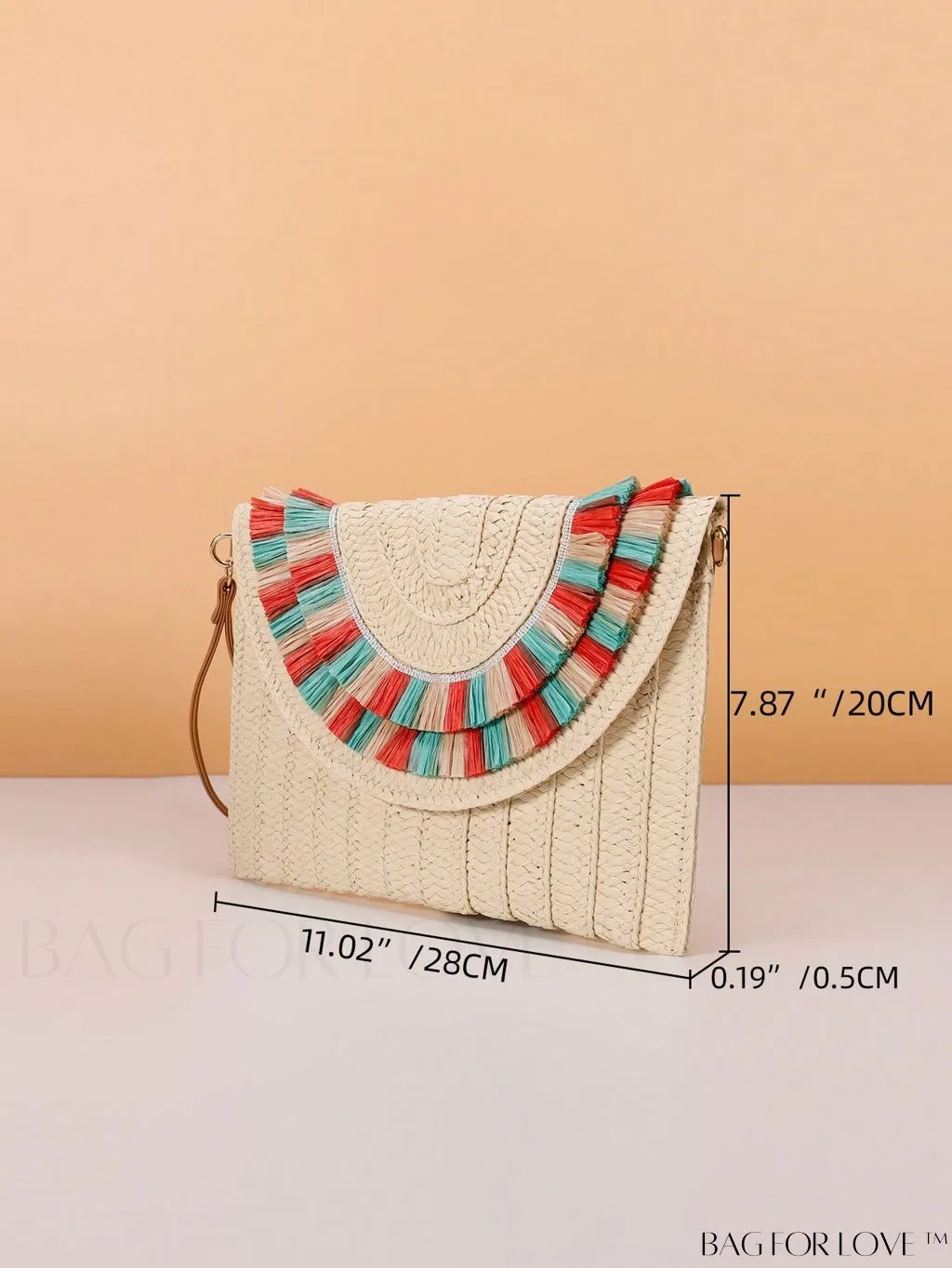 BagForLove - Summer Vacation Essential: Stylish Color Block Straw Bag with Fringe Trim