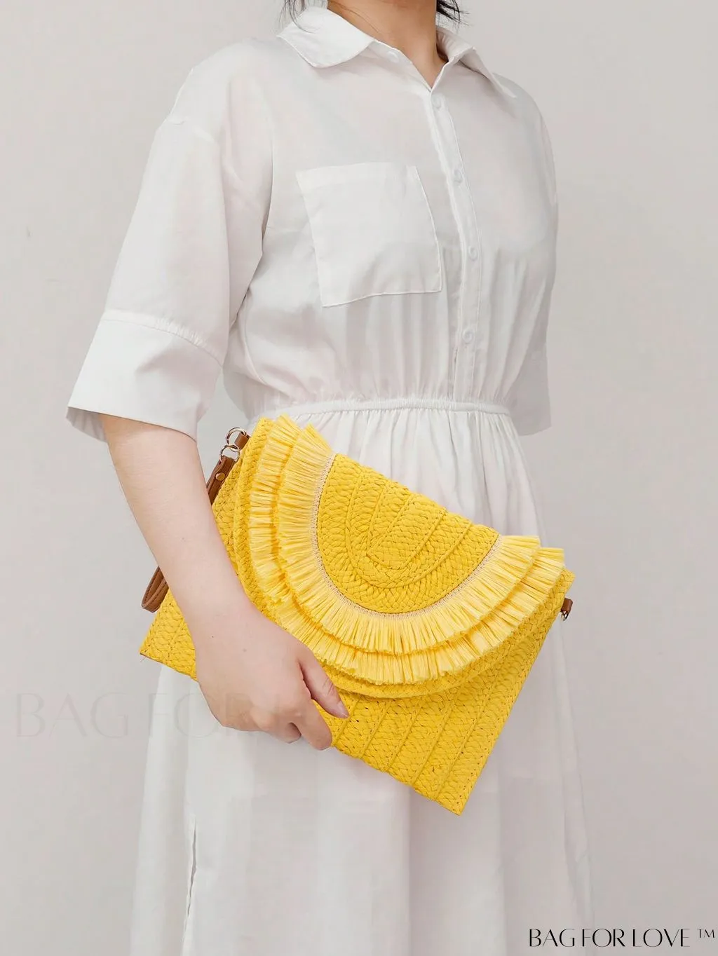 BagForLove - Summer Vacation Essential: Stylish Color Block Straw Bag with Fringe Trim