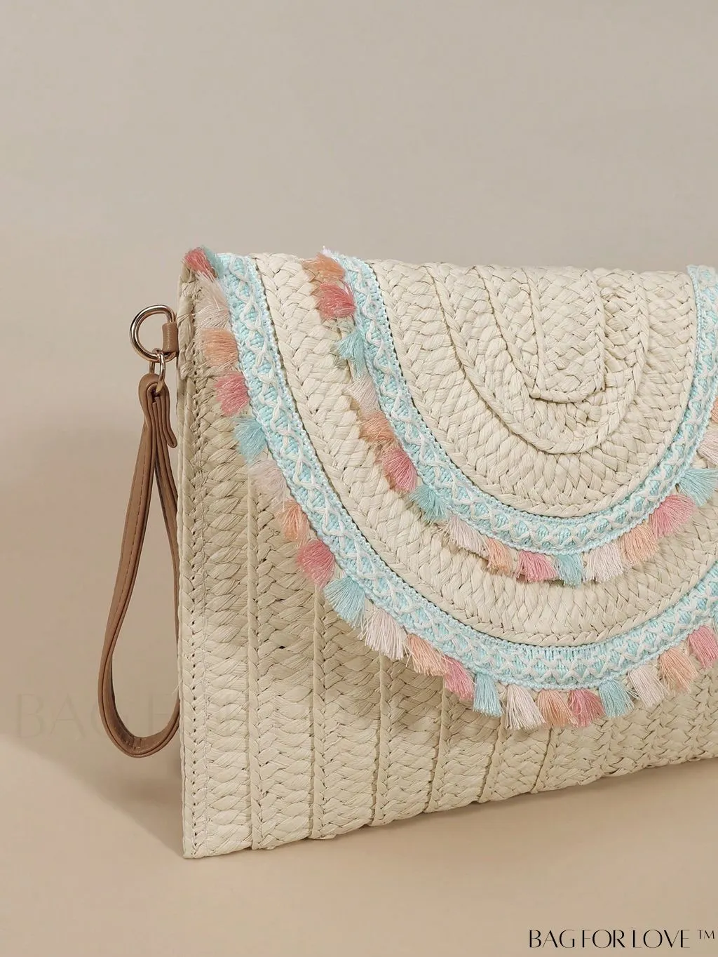 BagForLove - Tassel-Embellished Paper Straw Bag