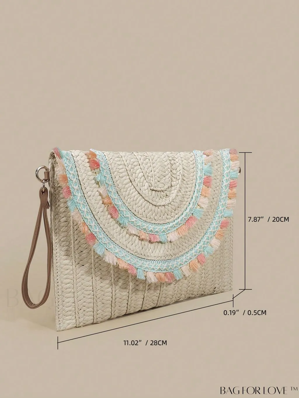 BagForLove - Tassel-Embellished Paper Straw Bag