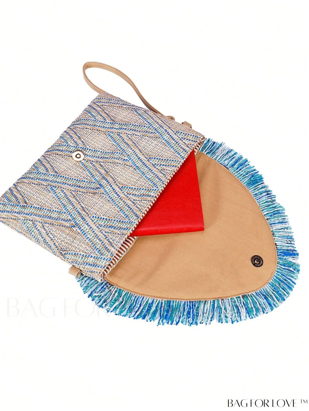 BagForLove - Vacation Essential: Striking Geometric Straw Bag with Fringe Trim