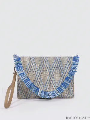 BagForLove - Vacation Essential: Striking Geometric Straw Bag with Fringe Trim