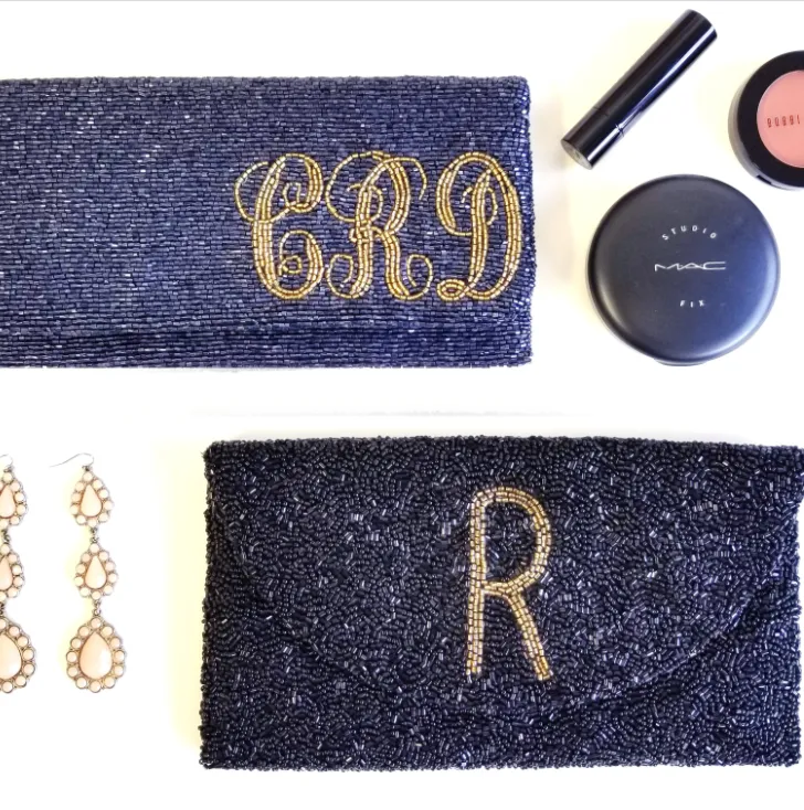 Beaded Monogram Name Wedding Handbag