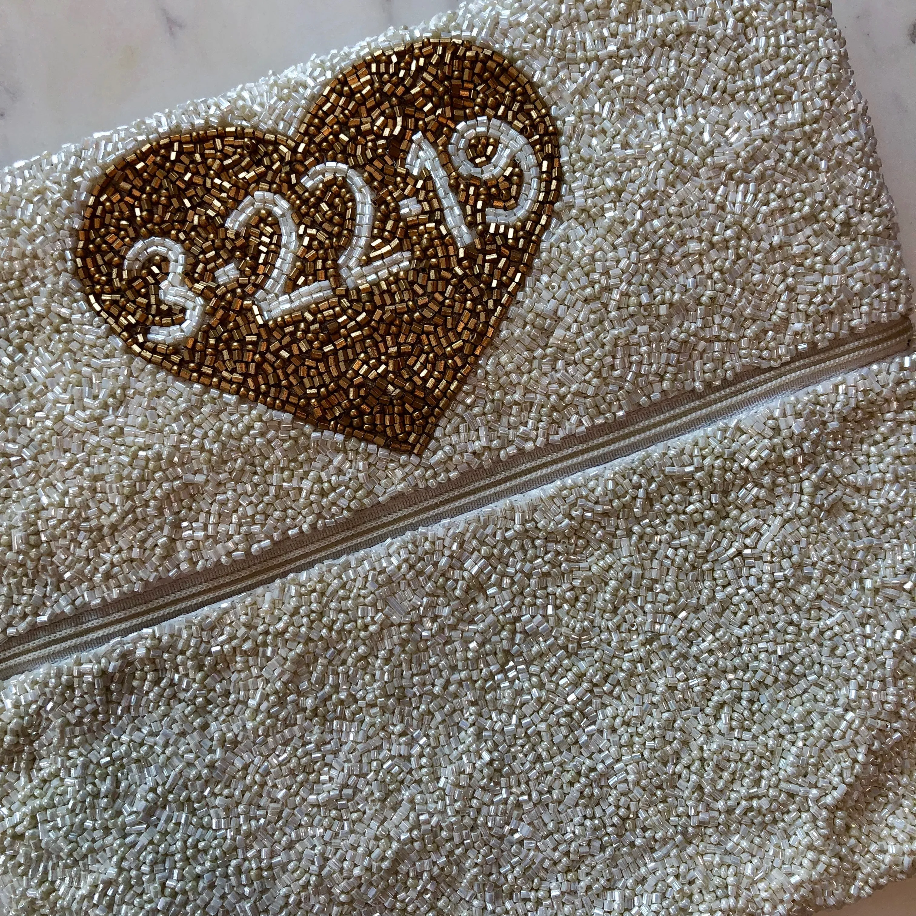 Beaded Monogram Name Wedding Handbag