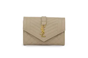 Beige Matelasse Small Envelope Wallet