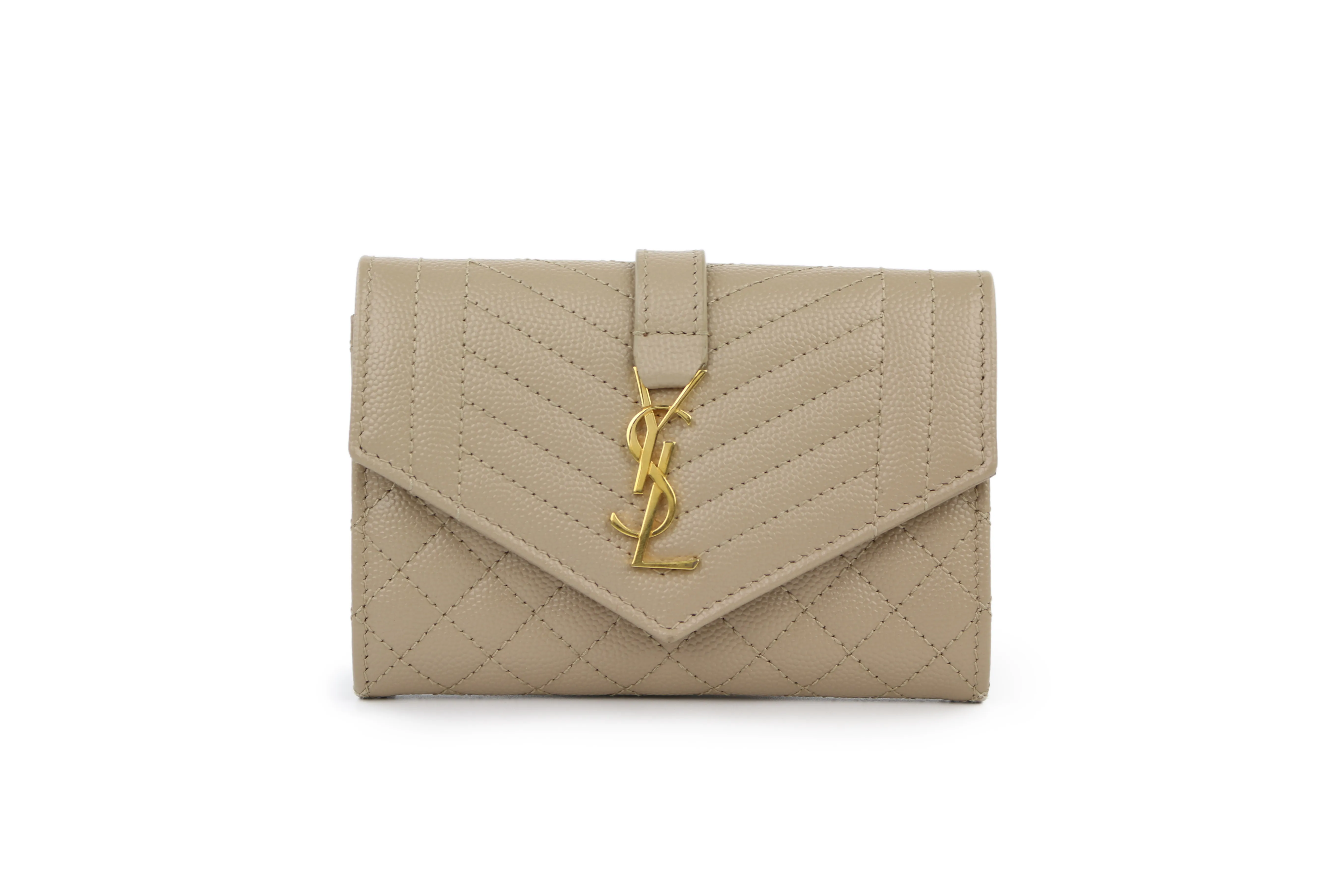 Beige Matelasse Small Envelope Wallet