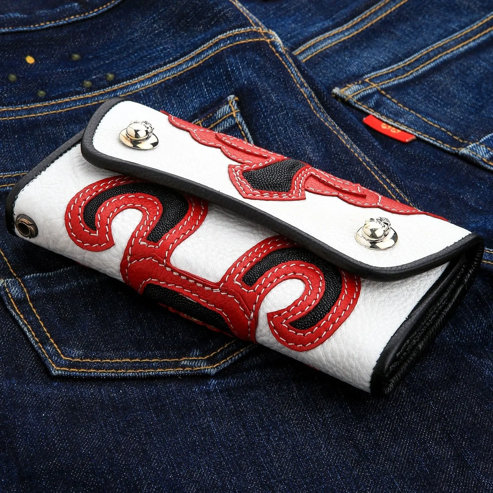 Biker Wallet Red Devil Stingray Leather