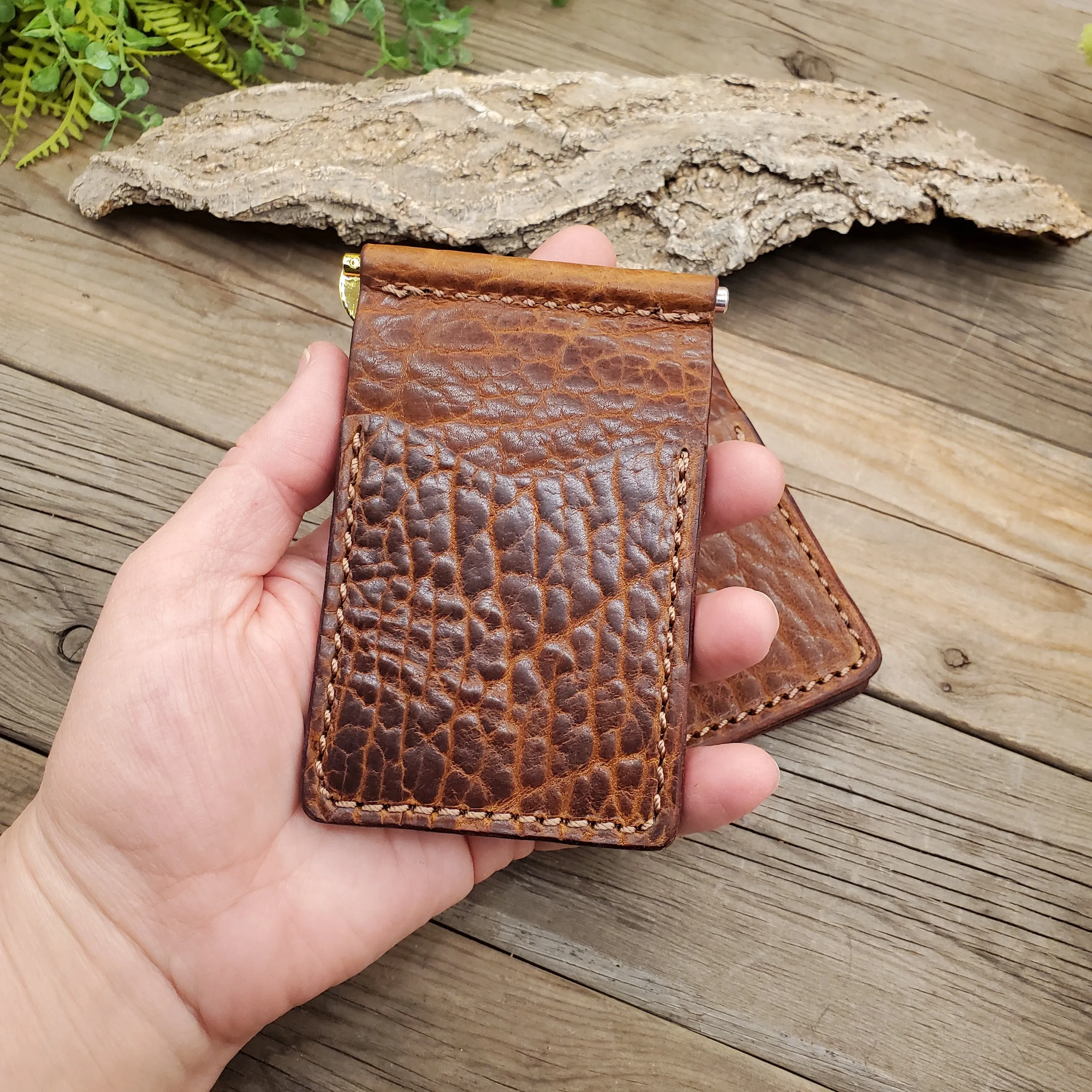 Bison Bar Clip Leather Wallet