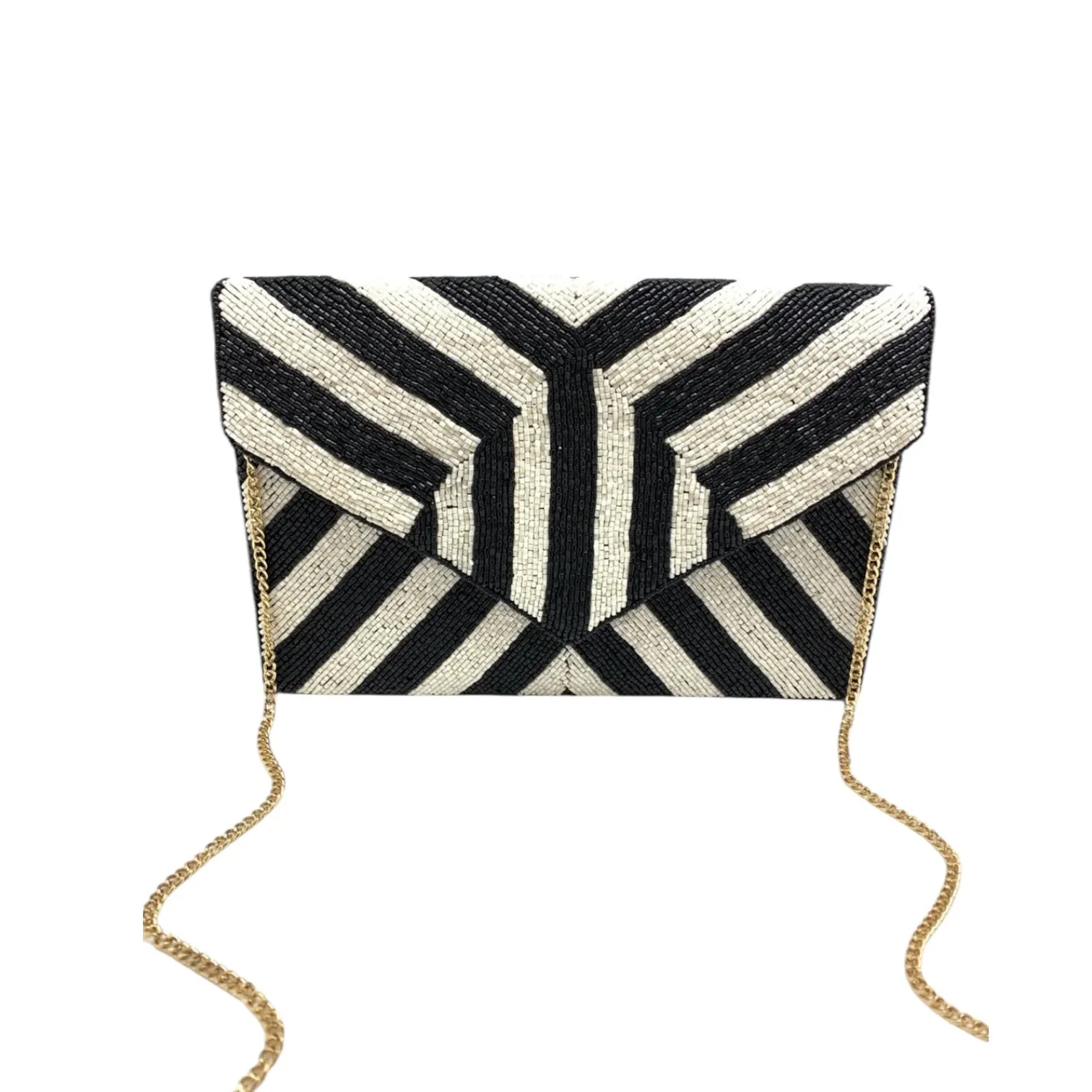 Black And White Beaded Clutch