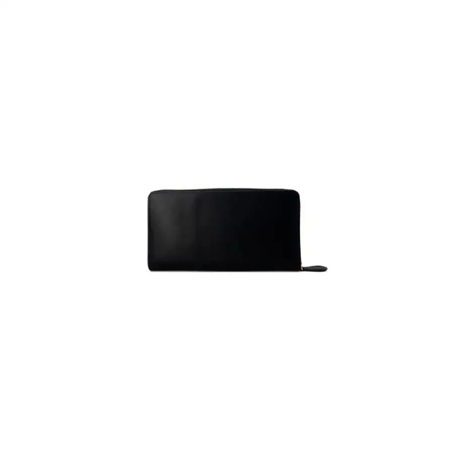 Black Leather Wallet with Gold Logo