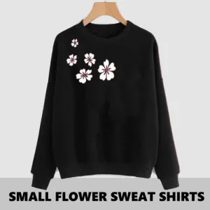 BLACK SIDE FLOWER PRINTED SWEAT SHIRT