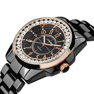 Bling Rhinestone SINOBI Luxury steel Quartz Watch Women Clock female Ladies Dress Wristwatch Gift Silver Gold 2017 relojes mujer