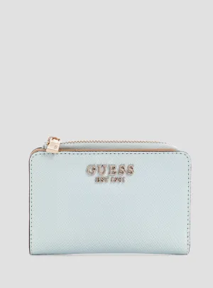 Blue Laurel Zip Card Case Wallet