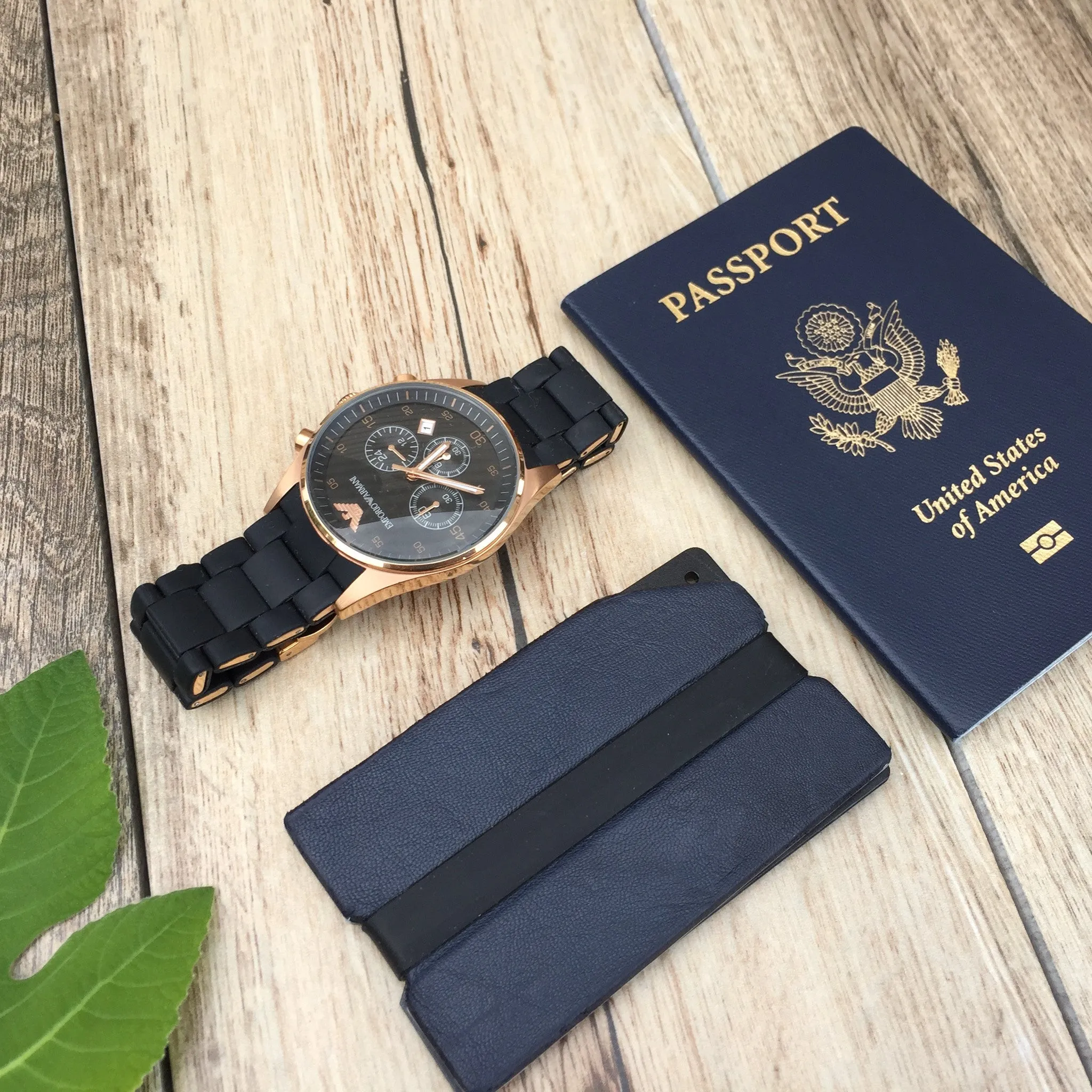 Blue Leather Aluminum Metal Wallet