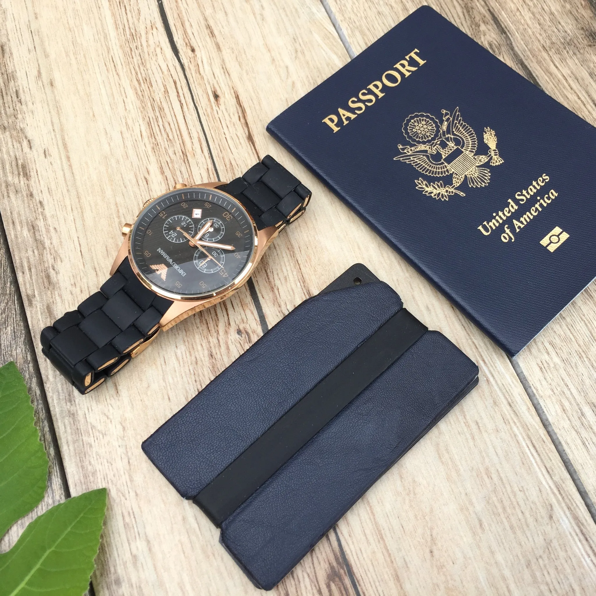 Blue Leather Aluminum Metal Wallet