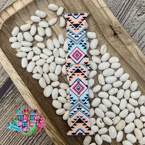 Blue/Coral/Black Aztec Print Watchbands