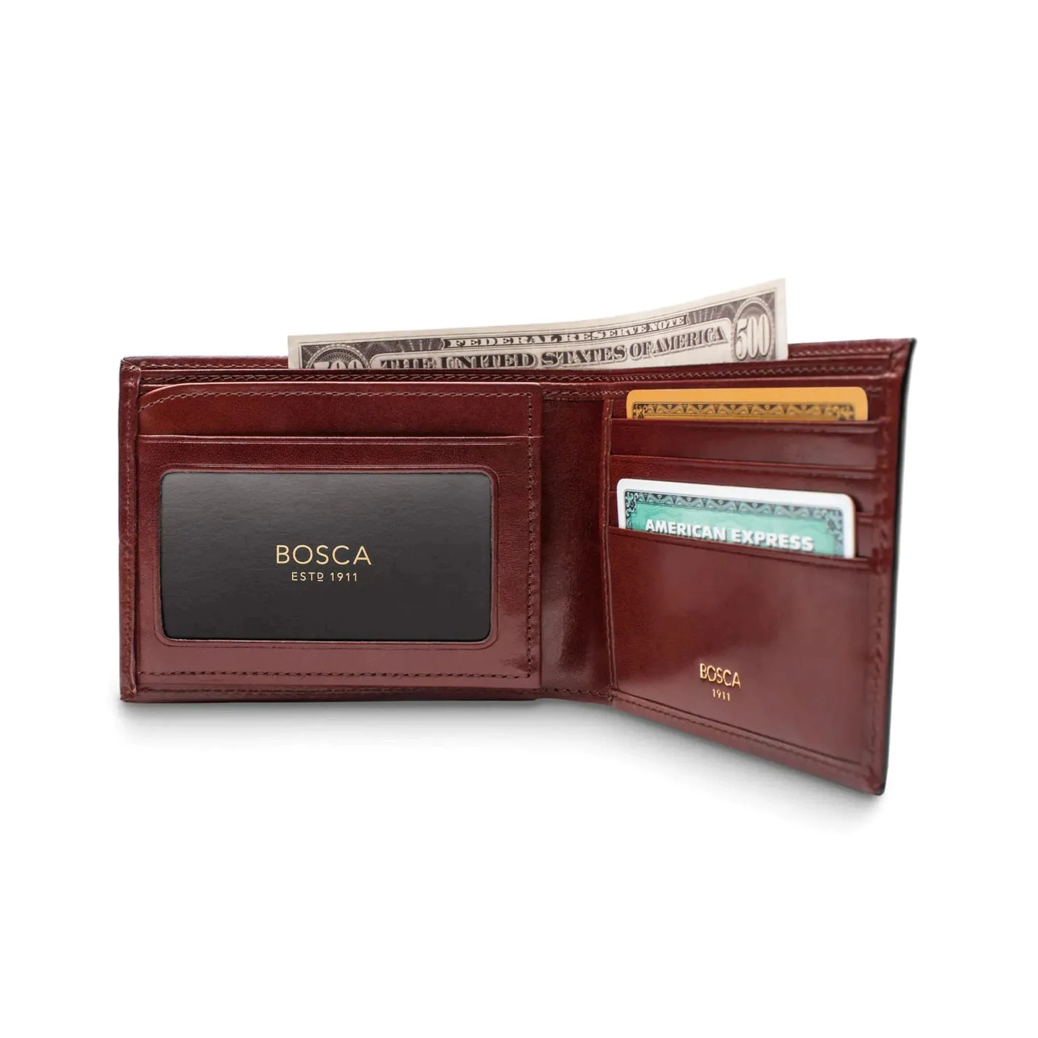 Bosca Old Leather Bifold Wallet with Card / ID Flap