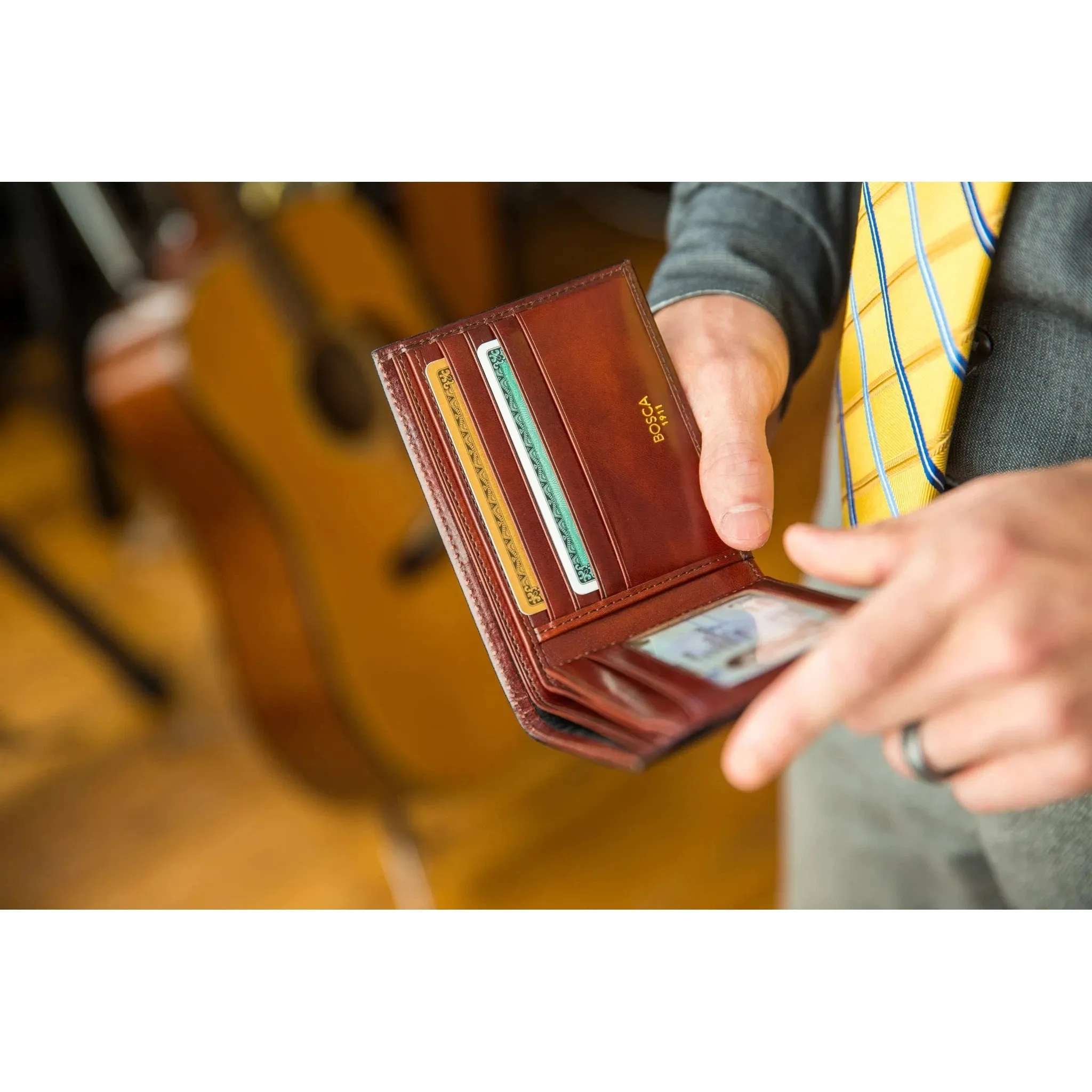Bosca Old Leather Bifold Wallet with Card / ID Flap
