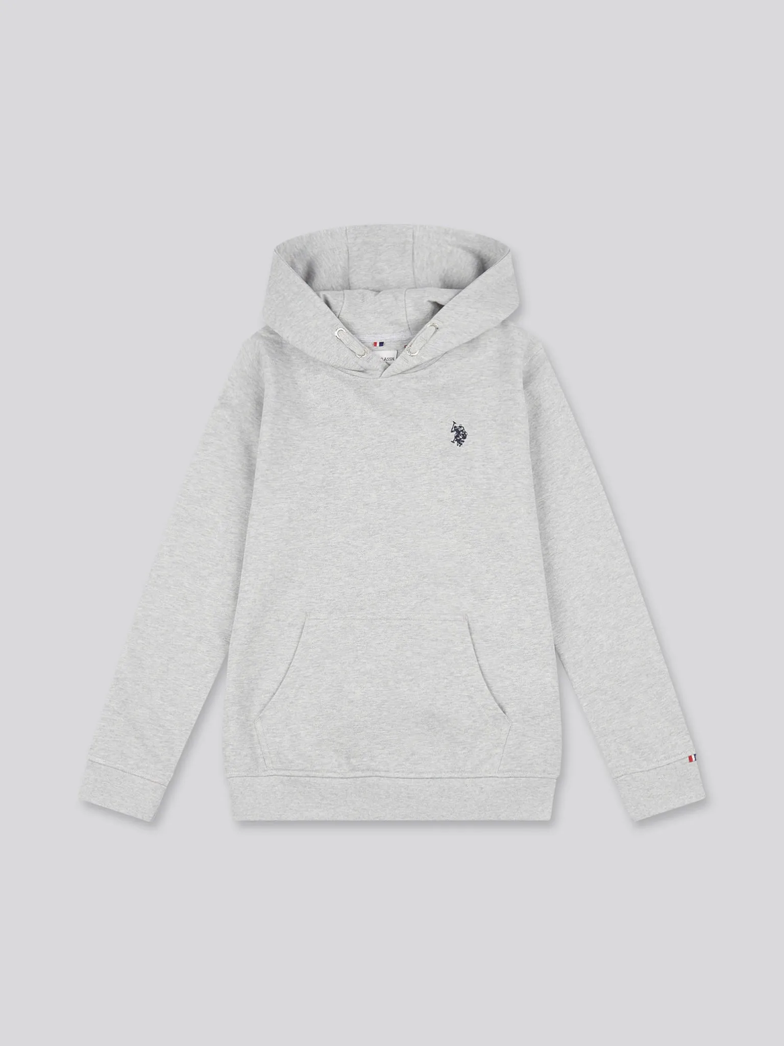 Boys Double Horsemen Hoodie in Mid Grey Marl