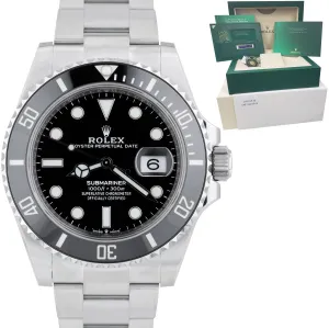 BRAND NEW 2020 CARD Rolex Submariner 41 Date Steel Black Ceramic Watch 126610 LN