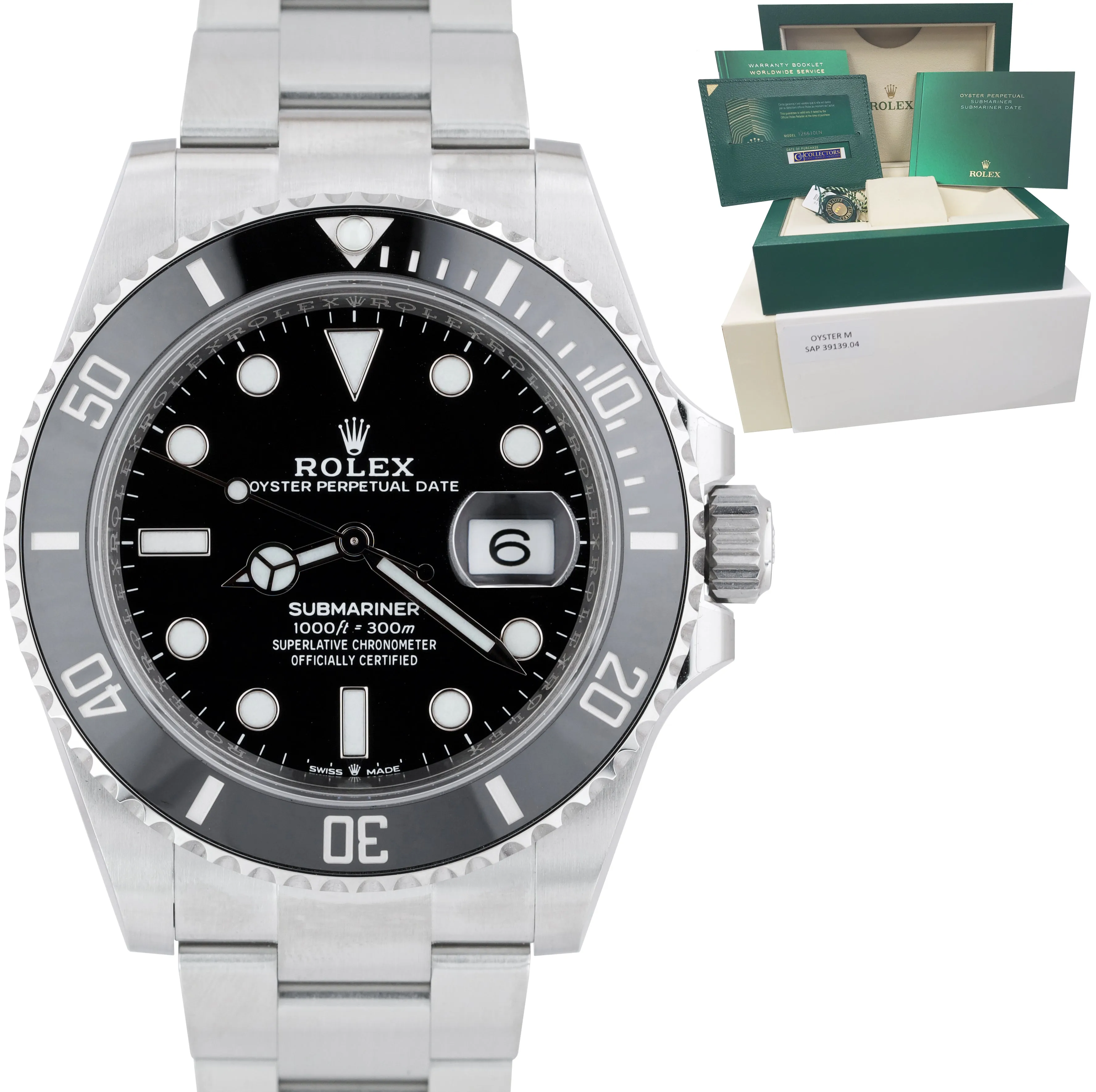 BRAND NEW 2020 CARD Rolex Submariner 41 Date Steel Black Ceramic Watch 126610 LN