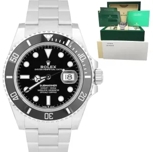 BRAND NEW 2020 CARD Rolex Submariner 41 Date Steel Black Ceramic Watch 126610 LN