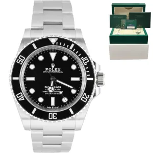 BRAND NEW 2021 Rolex Submariner 4mm No-Date Black Ceramic Steel 124060 Watch B&P