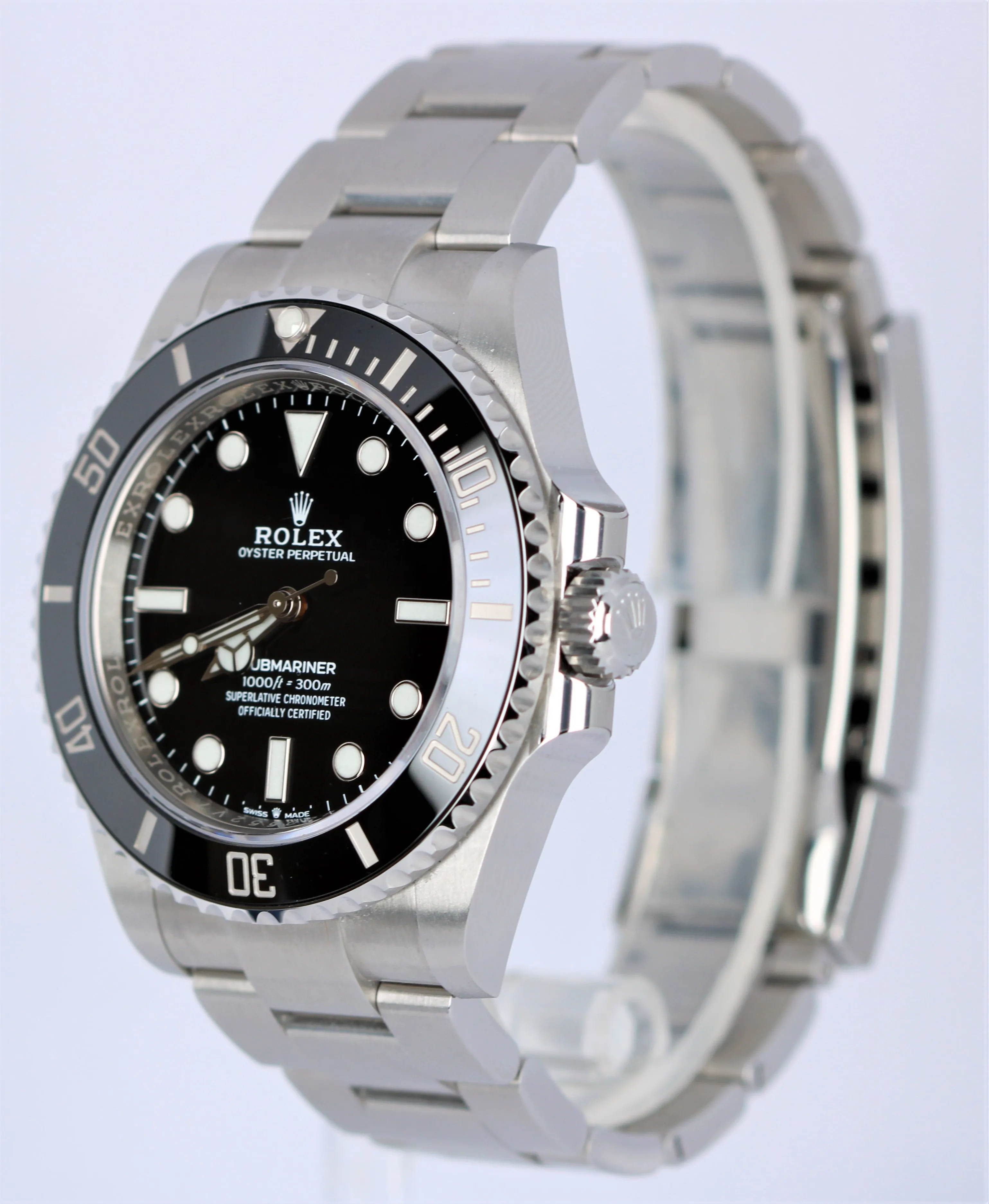 BRAND NEW 2021 Rolex Submariner 4mm No-Date Black Ceramic Steel 124060 Watch B&P