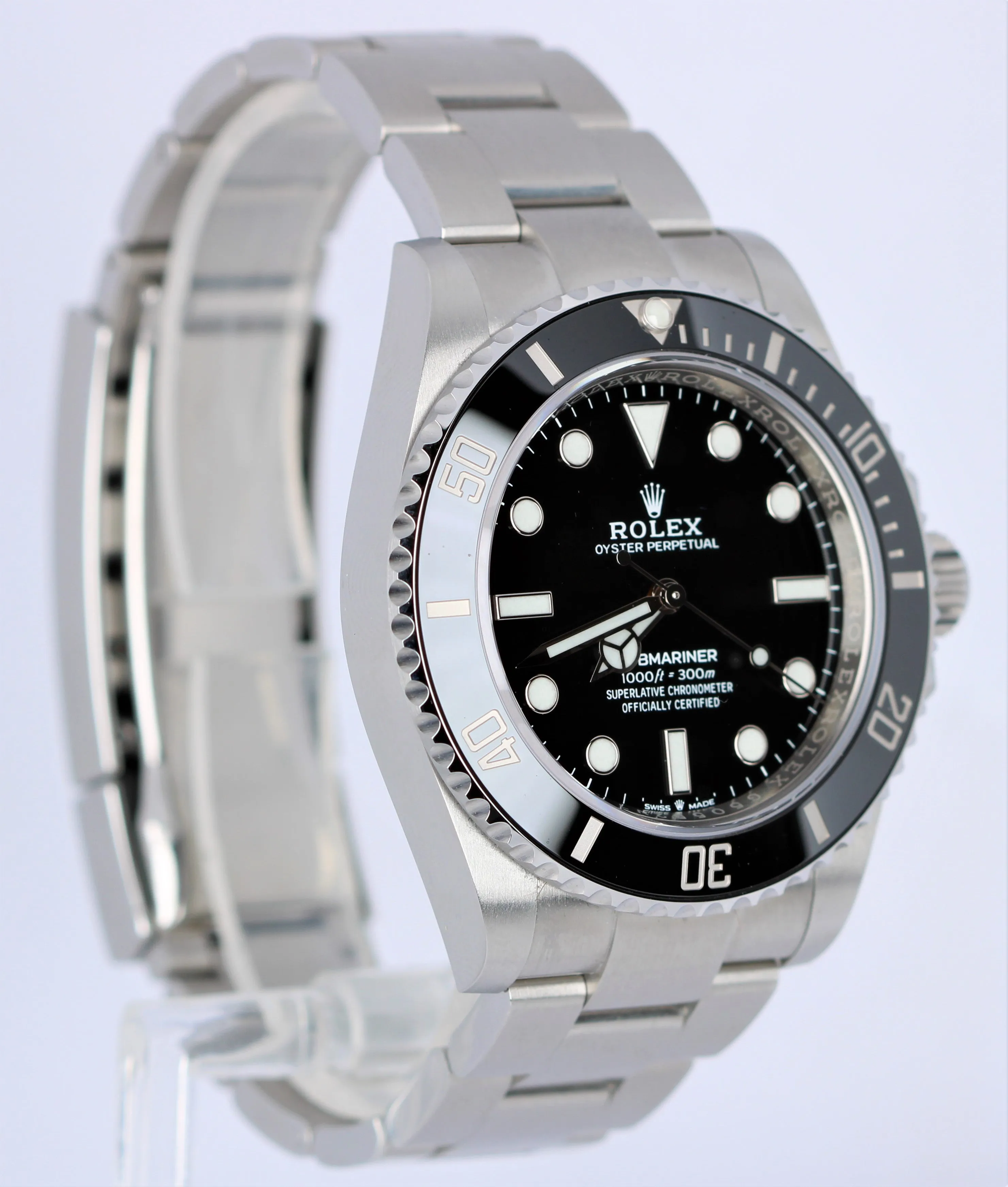 BRAND NEW 2021 Rolex Submariner 4mm No-Date Black Ceramic Steel 124060 Watch B&P