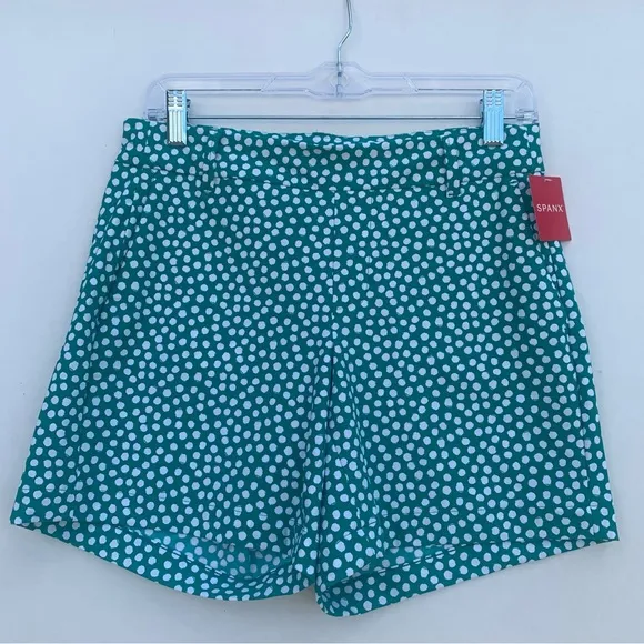 Brand New SPANX 6” Sunshine Shorts Women’s Size S Polka dot Kelly Green 50213R