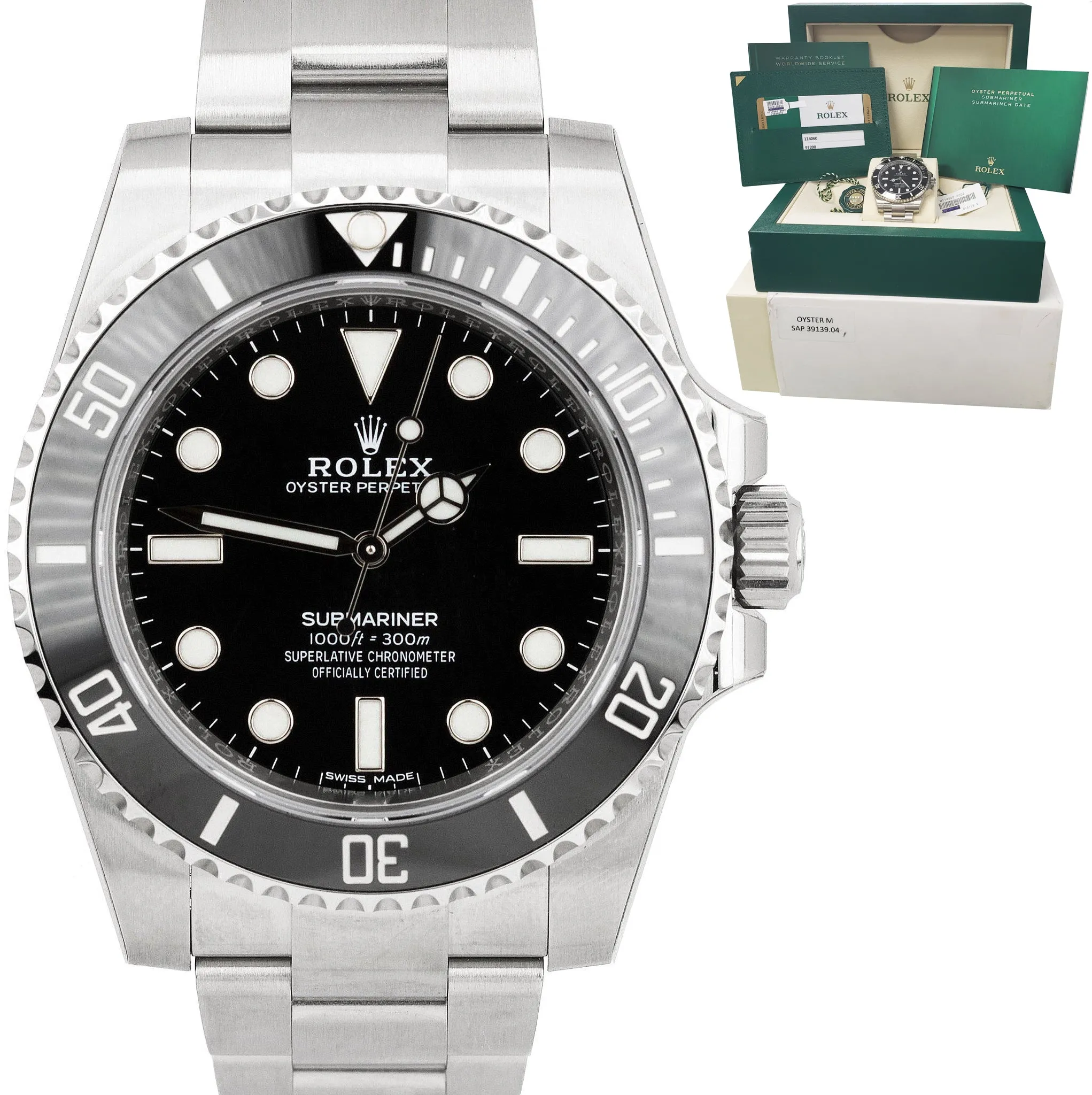 BRAND NEW STICKERED Rolex Submariner No-Date Stainless Steel 40mm Watch 114060 N