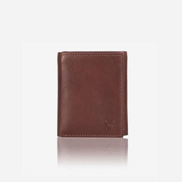 Brando Compact Upright Trifold Leather Wallet Brown
