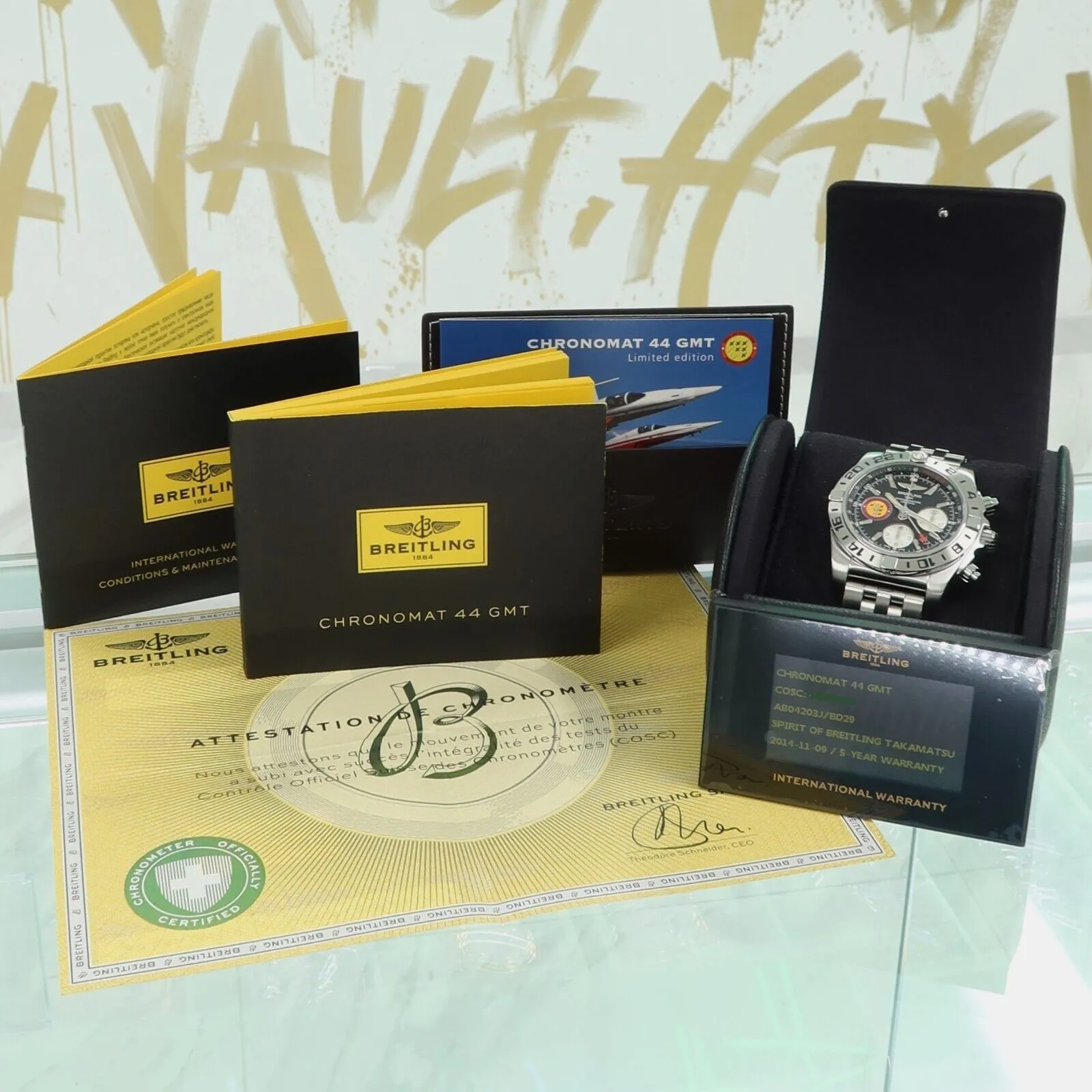 Breitling Chronomat GMT Black Dial 44MM Patrouille Swiss Limited Edition AB0420