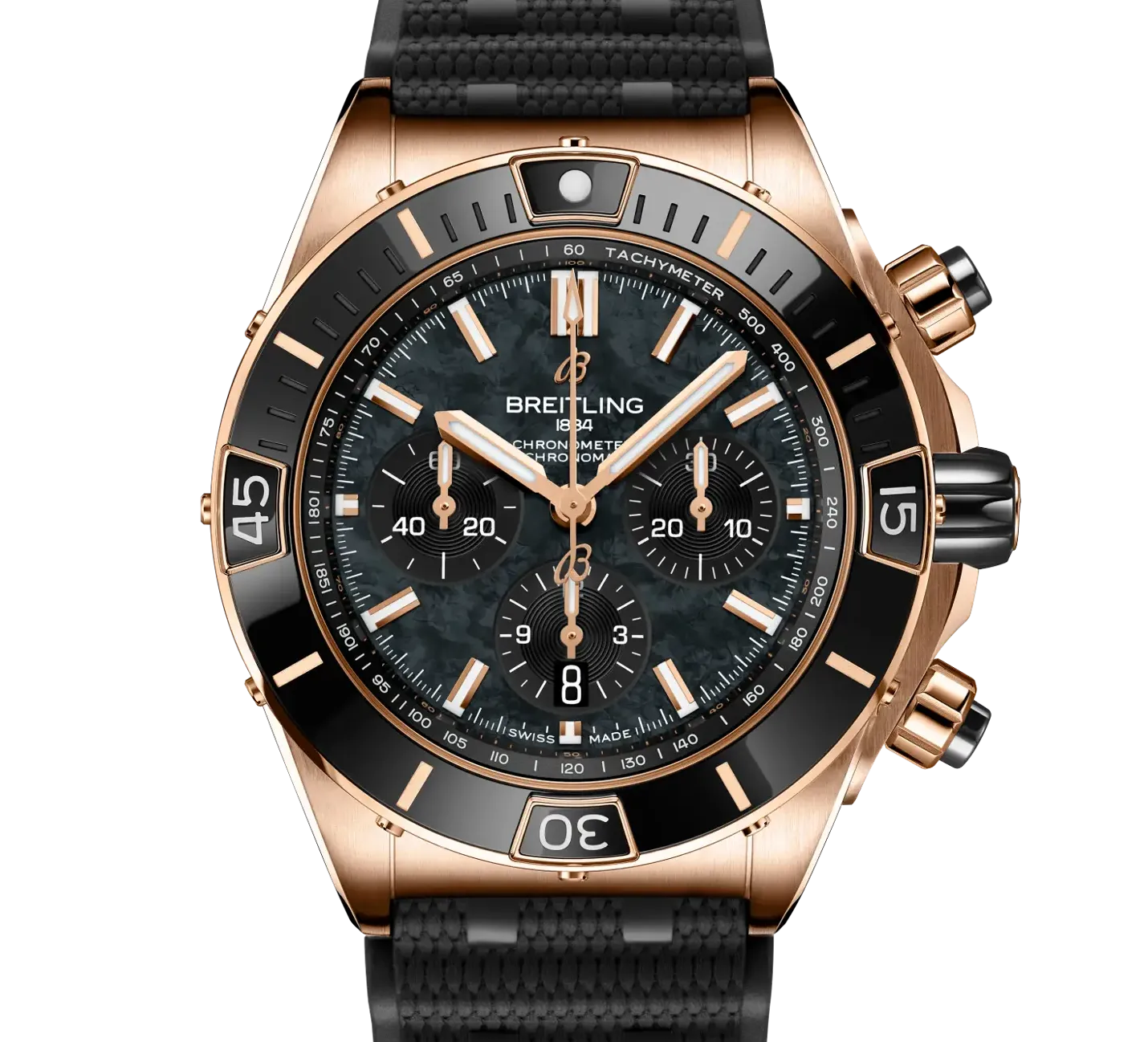 Breitling Super Chronomat B01 44 Watch with Black Rubber Strap