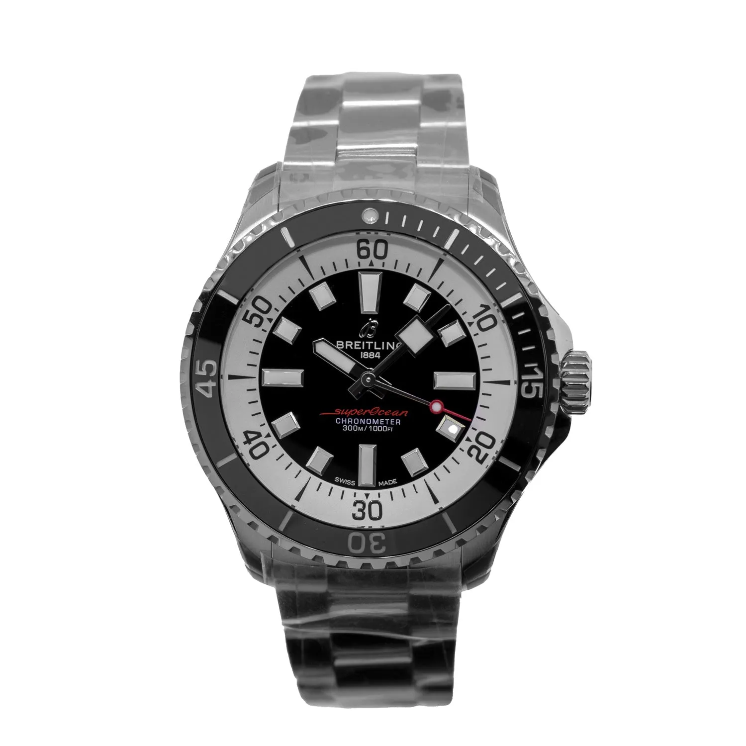 Breitling Superocean 44mm Stainless Steel Black Index Dial Black Bezel A17376