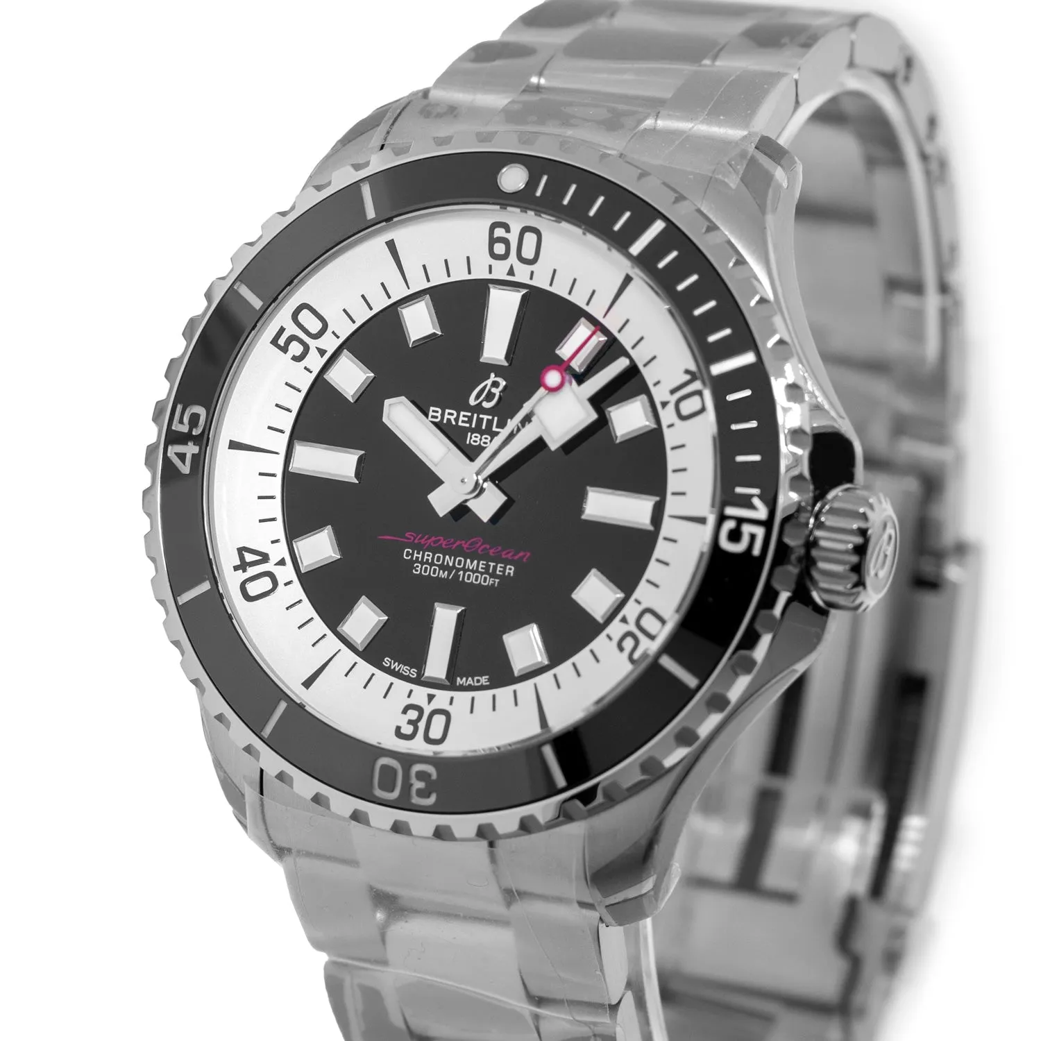 Breitling Superocean 44mm Stainless Steel Black Index Dial Black Bezel A17376
