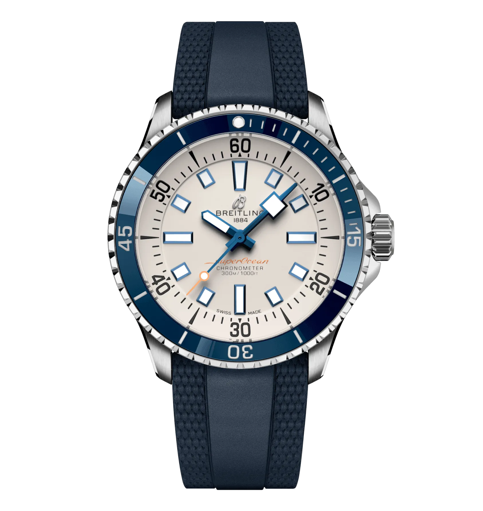 Breitling Superocean Silver on Rubber Watch, 42mm