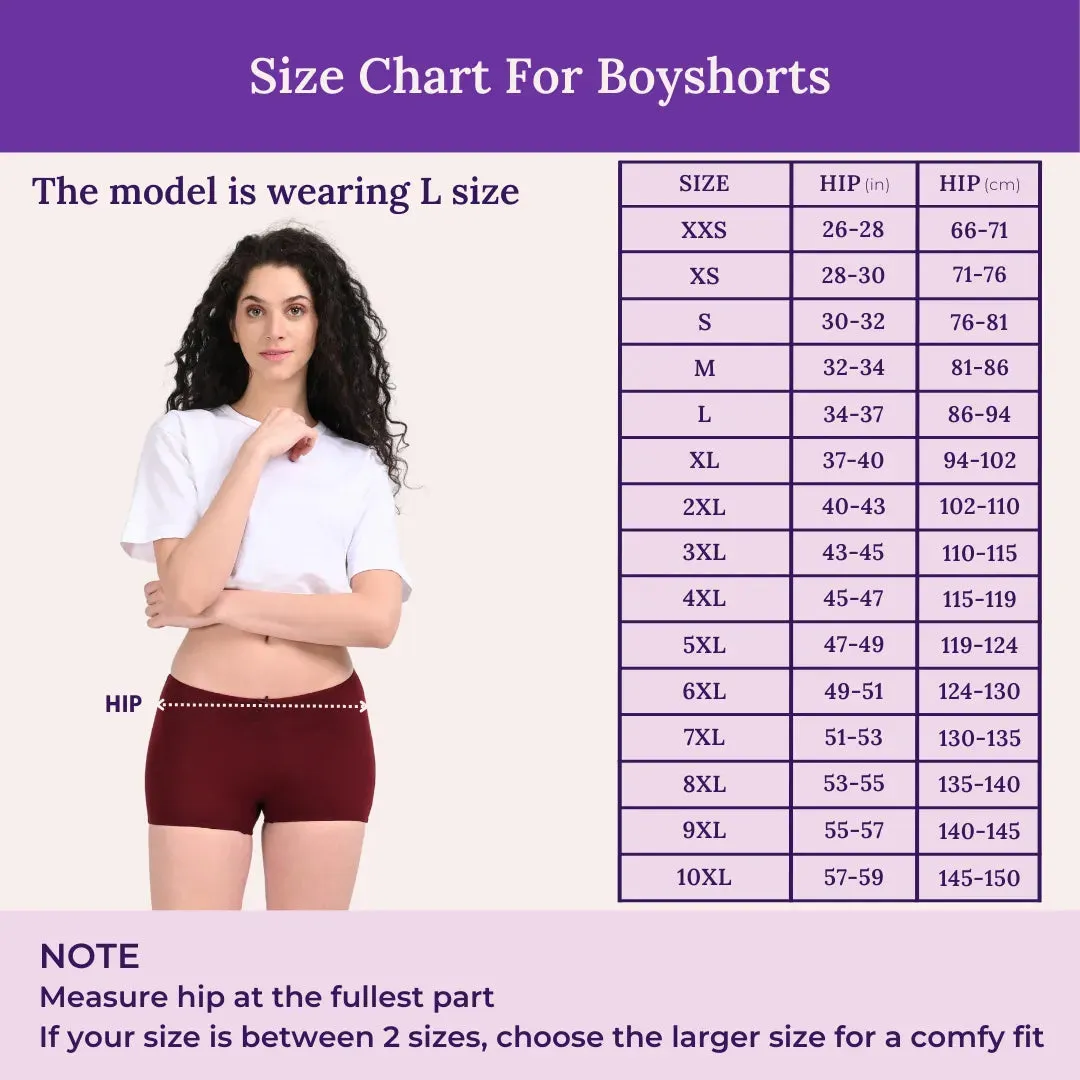 BrZee Boyshorts | Lightweight Cotton-Elastane Fabric | Super Stretchy For Comfort | No Visible Panty Lines | Pack Of 6