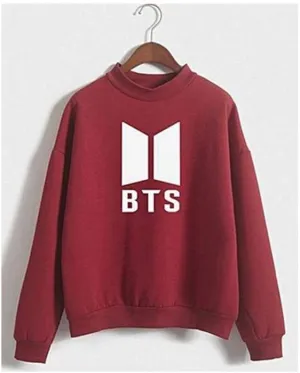 BTS Red Fleece Cotton Sweatshirt For Women