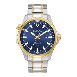 Bulova Marine Star Mens Two Tone Blue Dial Watch